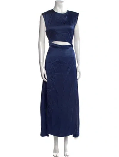 Pre-owned Loulou Studio Crew Neck Long Dress In Blue