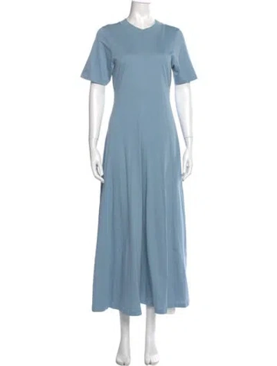 Pre-owned Loulou Studio Crew Neck Long Dress In Blue