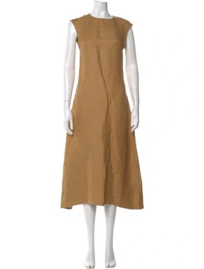Pre-owned Loulou Studio Crew Neck Long Dress In Brown