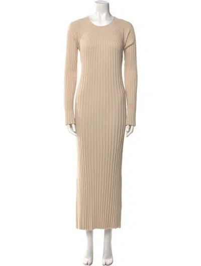Pre-owned Loulou Studio Crew Neck Long Dress In Neutral