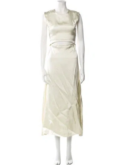 Pre-owned Loulou Studio Crew Neck Long Dress In Neutral