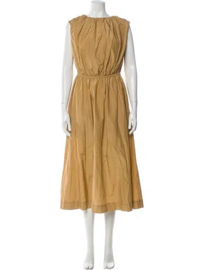 Pre-owned Loulou Studio Crew Neck Long Dress In Neutral