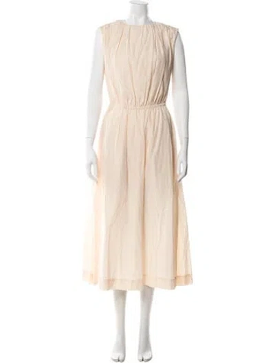 Pre-owned Loulou Studio Crew Neck Long Dress In Neutral