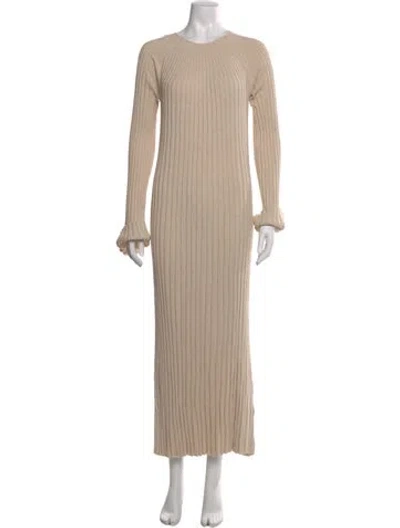 Pre-owned Loulou Studio Crew Neck Long Dress In Neutral