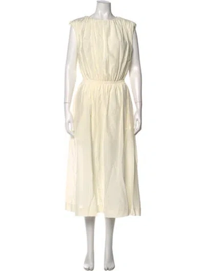 Pre-owned Loulou Studio Crew Neck Long Dress In Neutral