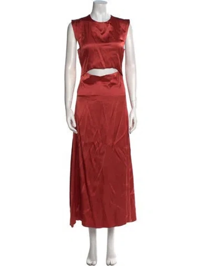 Pre-owned Loulou Studio Crew Neck Long Dress In Orange