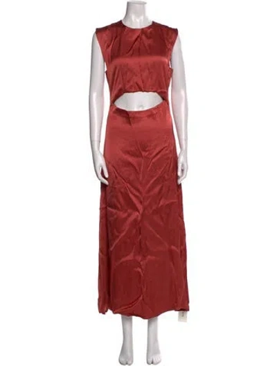 Pre-owned Loulou Studio Crew Neck Long Dress In Orange