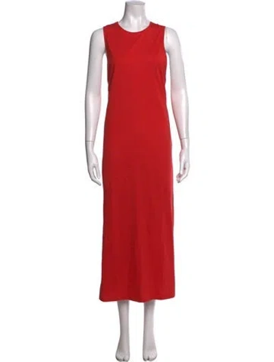 Pre-owned Loulou Studio Crew Neck Long Dress In Red