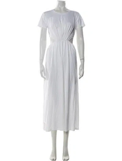 Pre-owned Loulou Studio Crew Neck Long Dress In White