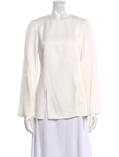 Pre-owned Loulou Studio Crew Neck Long Sleeve Blouse In Neutral