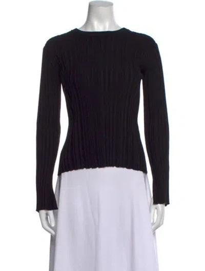 Pre-owned Loulou Studio Crew Neck Long Sleeve Top In Black