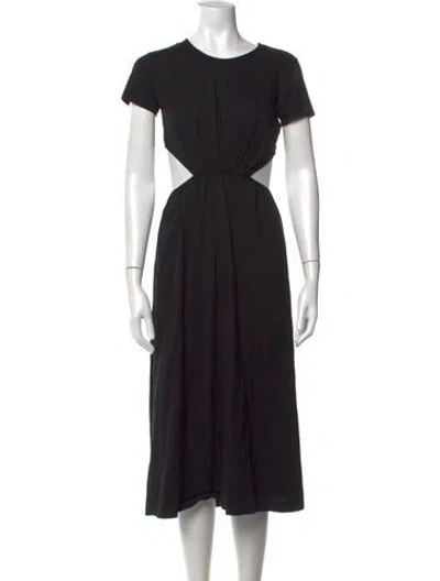 Pre-owned Loulou Studio Crew Neck Midi Length Dress In Black