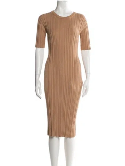 Pre-owned Loulou Studio Crew Neck Midi Length Dress In Neutral
