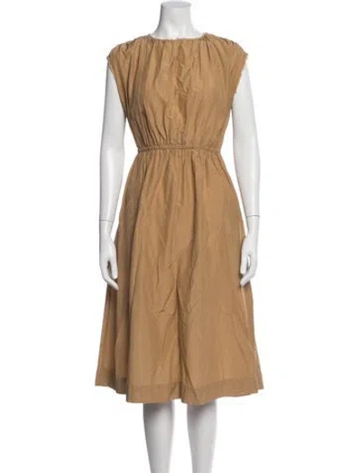Pre-owned Loulou Studio Crew Neck Midi Length Dress In Neutrals