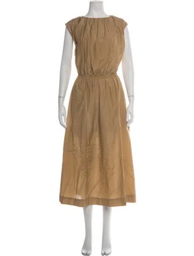 Pre-owned Loulou Studio Crew Neck Midi Length Dress In Neutrals