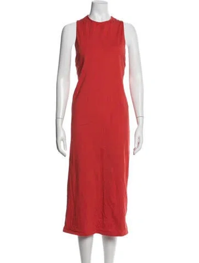 Pre-owned Loulou Studio Crew Neck Midi Length Dress In Orange