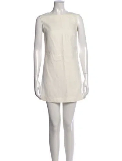 Pre-owned Loulou Studio Crew Neck Mini Dress In Neutral