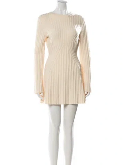 Pre-owned Loulou Studio Crew Neck Mini Dress In Neutrals