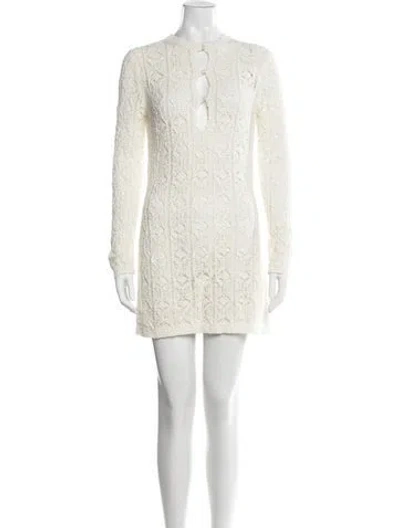 Pre-owned Loulou Studio Crew Neck Mini Dress In White