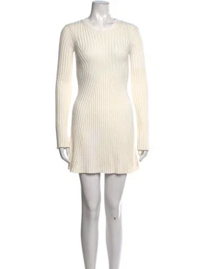 Pre-owned Loulou Studio Crew Neck Mini Dress In White
