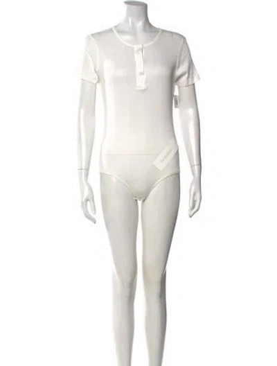 Pre-owned Loulou Studio Crew Neck Short Sleeve Bodysuit W/ Tags In White