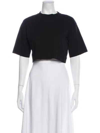 Pre-owned Loulou Studio Crew Neck Short Sleeve Crop Top In Black