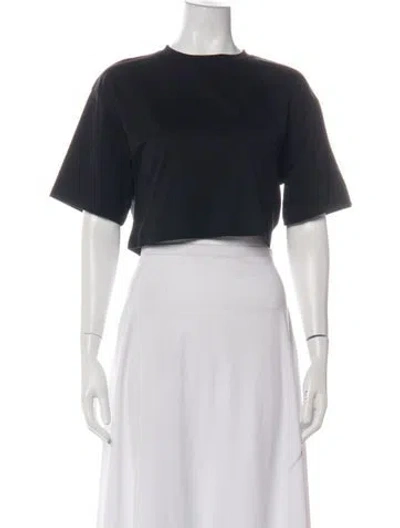 Pre-owned Loulou Studio Crew Neck Short Sleeve Crop Top In Black