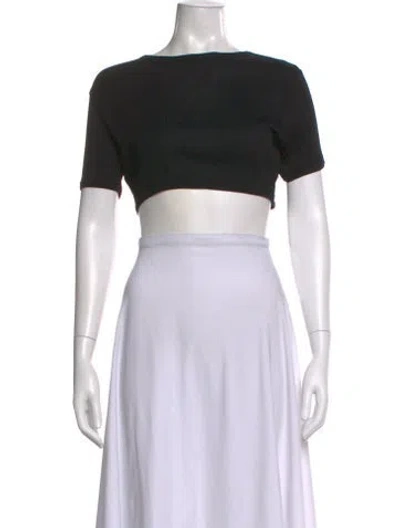 Pre-owned Loulou Studio Crew Neck Short Sleeve Crop Top In Blue