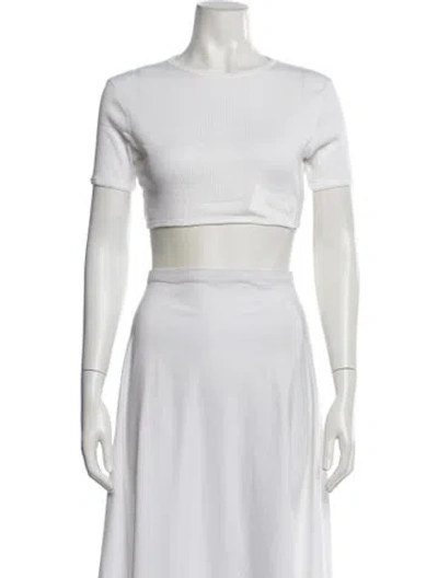 Pre-owned Loulou Studio Crew Neck Short Sleeve Crop Top In White