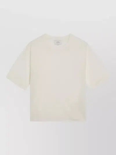 Loulou Studio Crew Neck Short Sleeve Knit Top In White