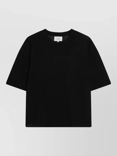 Loulou Studio Crew Neck Short Sleeve Womens Top In Black