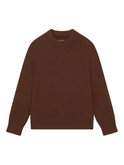 Loulou Studio Crew Neck Textured Knit Sweater In Brown