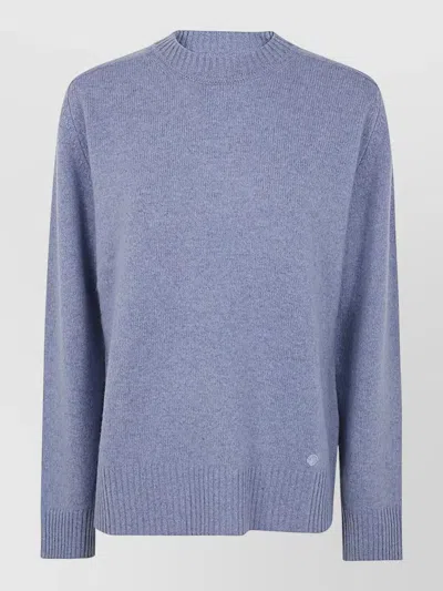 Loulou Studio Crew Neck Sweater Long Sleeves Ribbed Trims In Blue