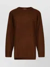 Loulou Studio Crew Neck Sweater With Ribbed Cuffs And Hem In Brown