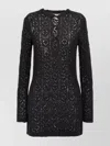Loulou Studio Crew Neck Textured Knit Dress With Keyhole