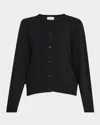 Loulou Studio Crewneck Cotton Cardigan In Black