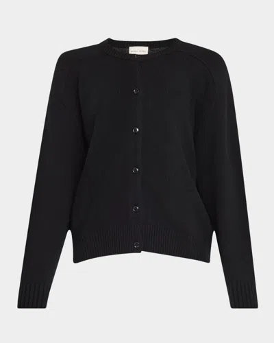 Loulou Studio Crewneck Cotton Cardigan In Black