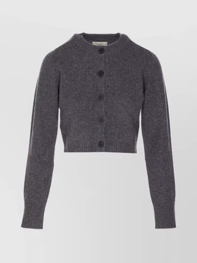 LOULOU STUDIO CREWNECK CROP KNITWEAR BUTTON FRONT