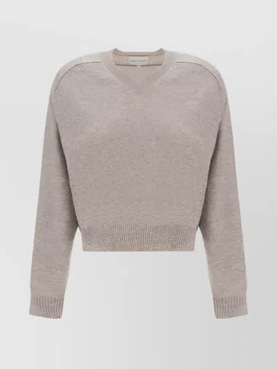 Loulou Studio Cropped Cashmere V-neck Sweater In Neutral
