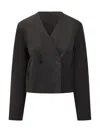 Loulou Studio Cropped Blazer In Black