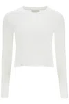 LOULOU STUDIO CROPPED LONG SLEEVE T-SHIRT WHITE IN ORGANIC COTTON
