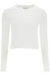 Loulou Studio Cropped Long Sleeve T-shirt White In Organic Cotton In White