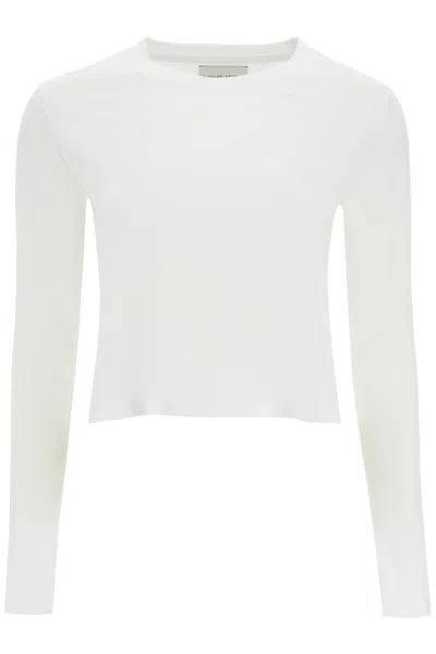 Loulou Studio Cropped Long Sleeve T-shirt White In Organic Cotton