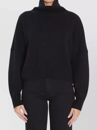 Loulou Studio Cropped Turtleneck Sweater Long Sleeves In Blue
