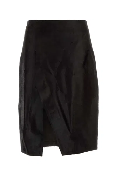 LOULOU STUDIO DARK BROWN CALF HAIR MYRA SKIRT