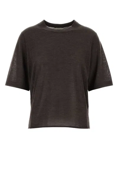 Loulou Studio Dark Brown Cashmere Nala T-shirt In Gray