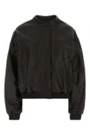 Loulou Studio Dark Brown Leather Marlow Bomber Jacket In Black