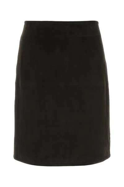 Loulou Studio Dark Brown Suede Engel Skirt In Black