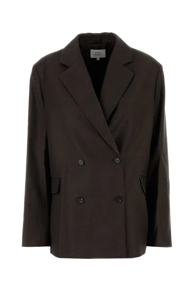 LOULOU STUDIO DARK BROWN WOOL DONAU BLAZER