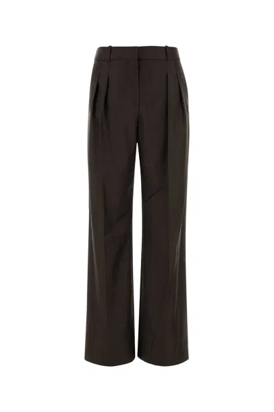 LOULOU STUDIO DARK BROWN WOOL SBIRU PALAZZO PANT